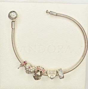 Pandora 925 Sterling Silber Armband mit 5 Charms Ale 925 Charm 7,5 Inkl. - Bild 1 von 5