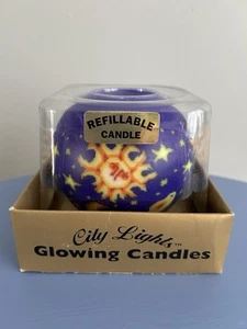 Vintage City Lights Round Ball Sun Moon Stars Glowing Candle - Picture 1 of 4