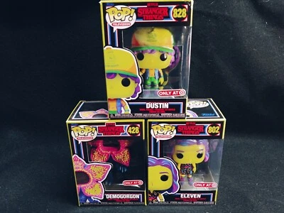 Funko POP Stranger Things Blacklight 批量 Demogorgon #428/ Eleven 802/ Dustin 828 — 第 1/4 张图片