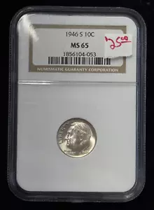 NGC 1946-S 10C Roosevelt Silver Dime MS 65 - Picture 1 of 2