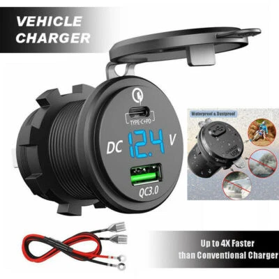 12V-24V USB Type C Auto Zigarettenanzünder Steckdose Einbau Ladegerät Adapter R - Bild 1 von 4