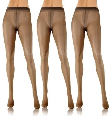 Strumpfhosen Damen 3er Pack 20 den Dünn Durchsichtig Glatte Feinstrumpfhose - Bild 1 von 4