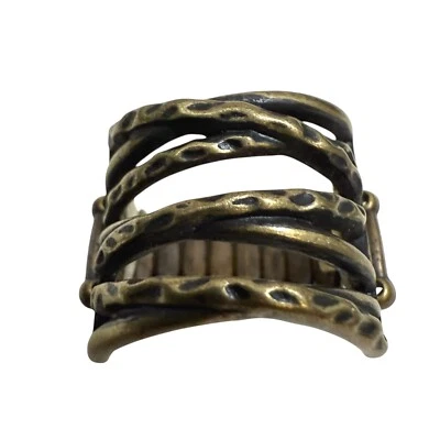 Declaración Anillo Tono Bronce Banda Ancha Elástico Ajustable Moda Joyería Talla 7 Foto 1 de 4