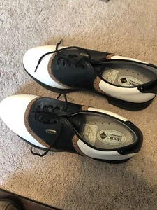 MENS ETONIC DIFFERENCE GORE-TEX BLACK BROWN WHITE GOLF SHOES SIZE 10 M - Picture 1 of 2