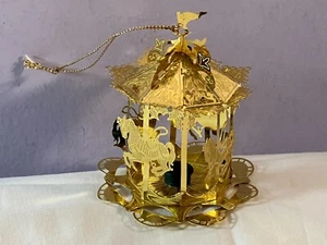 Vintage Christmas ornament brass carousel Taiwan EX9533 - Picture 1 of 6