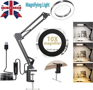 10x Desk Table Top Magnifying Glass Beauty Nail Salon Tattoo Magnifier Lamp Kit - Picture 1 of 18