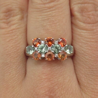 DSMK 925 Sterling Silver Real Multi-Color Sapphire & White Topaz Ring Size 7.25 - Image 1 of 4