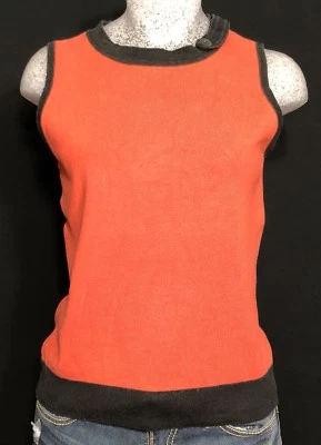 Top Evie para mujer sin mangas talla S naranja con detalle de botones de ribete negro Foto 1 de 4
