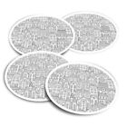 4x Round Stickers 10 cm - BW - Teal Hand Drawn Houses Home  #43047