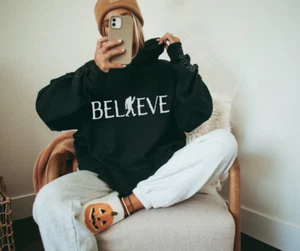 BELIEVE BIGFOOT HOODIE | FUNNY SASQUATCH HOODIE | PACIFIC NORTHWEST SWEATSHIRT - Picture 1 of 11