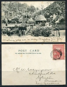 Postal con estampilla estatal pictórica 1904 de Tasmania a Nueva Zelanda 1a, en muy buen estado - Imagen 1 de 1