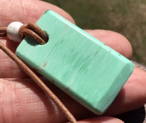 Australian Variscite Pendant On Adjustable Leather Strap - Picture 1 of 11