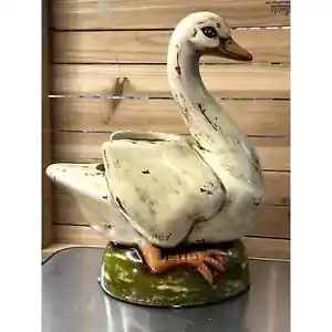 Oriental Accent Chinese Goose Swan Duck Planter Distressed Paint  - Picture 1 of 6