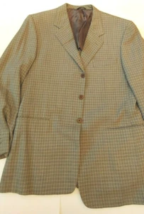 Enzo Ceci Blazer Men's Size 42R Green Plaid 3 Button Jacket Cordury Cashmere - Picture 1 of 5