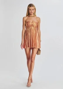 Nuevo con etiquetas Vestido Retrofete Kaiser, en albaricoque, talla XXS, 95% poliéster, 5% spandex - Imagen 1 de 20