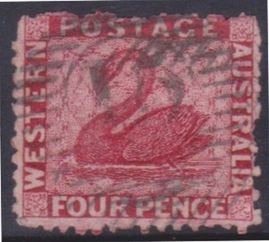 (F226-12) 1864 Western AU 4d four pence rose carmine Swan stamp (L) - Picture 1 of 1