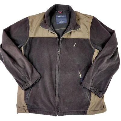 Nautica Men's Full Zip Fleece Jacket Black Green Size Large - Image 1 of 4