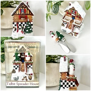 2003 Boston Warehouse Debbie Mumm Cozy Christmas Cottage Cheese Spreader House - Picture 1 of 7