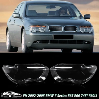 Pair Headlight Cover Lens Headlamp Fit 2002-2005 BMW 7 Series E65 E66 745i 760Li - Изображение 1 из 4