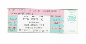 WWF Hart Attack Tour Unused Wrestling Tickets from 11/11/1994 - Picture 1 of 2