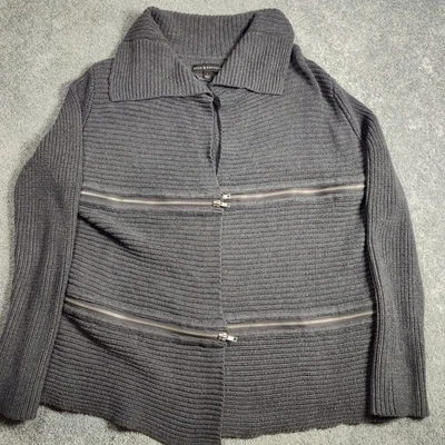 Chaqueta Rock & Republic Para Hombre L Gris Tejido Cárdigan Detalle Cremallera Algodón Capa Informal Foto 1 de 4