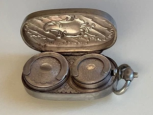 ANTIQUE STERLING SILVER PORTE-LOUIS COIN BOX Double Louis d’or Late 19th Century - Picture 1 of 4