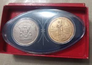 1967 Ontario Centenial of Confederation  2 PC SET Mining Medals w/Orig. Case, - Picture 1 of 3