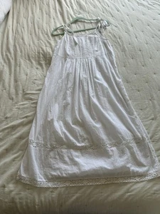 Urban Outfitters White Cotton Edwardian Style Strappy Midi Sun Dress Size XS - Picture 1 of 15