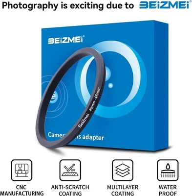 Beizmei Step Down Camera Filter Ring 49mm-46mm - Image 1 of 4