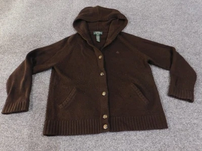 Lauren Ralph Lauren Sweater Womens Petite Large Wool Cashmere Hoodie Button Up - Image 1 of 4