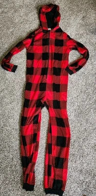 Cat & Jack Boys' Red Buffalo Check Long Sleeve Hooded Pj's Size14 - Image 1 of 2