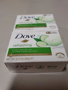 2 Pack Dove Refreshing Beauty Bar Soap Cucumber & Green Tea 3.17oz Each New - Picture 1 of 2