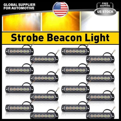 16X Rejilla LED ámbar/blanco Luz estroboscópica Marcador lateral Luz de advertencia de peligro Foto 1 de 4