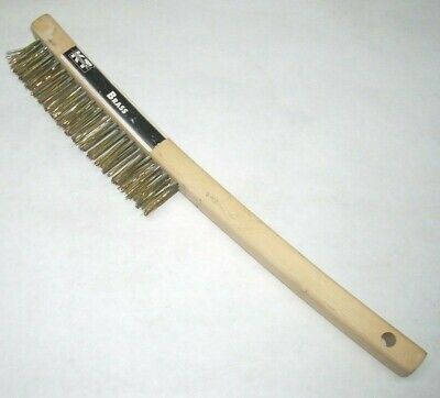 KT Industries 5-2226 Solid Brass Bristle Wire Brush W Long Wood Handle • 8.09£
