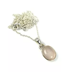 Rosa Quarzo Rosa Guarire Gemma 925 Sterling Collana Argento Anniversario Regali - Foto 1 di 6