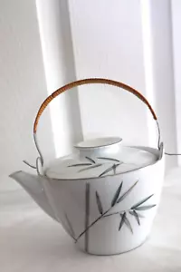Noritake Porzellan China 5791 Bambina Bambus Platin Teekanne mit umwickeltem Griff - Bild 1 von 8