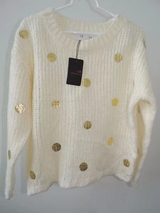 NWT Womens Size Small * JOA Los Angeles * Polka Dot Cable Knit Wool Sweater T-12 - Picture 1 of 3