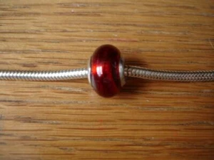 KAY JEWELERS CHARMED MEMORIES RED FOIL MURANO BEAD STERLING SILVER MA - Picture 1 of 1