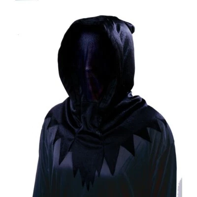 Adult Black Hidden Face Mask Hood ~ HALLOWEEN SCARY COSTUME INVISIBLE MESH MASK - Image 1 of 2