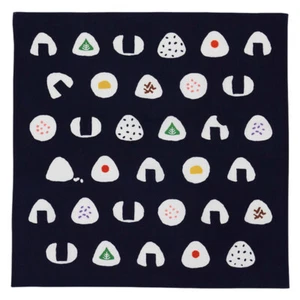 Japanisches Baumwolltaschentuch Hankachi 17" x 17" Onigiri Reiskugeln Hergestellt in Japan - Bild 1 von 1