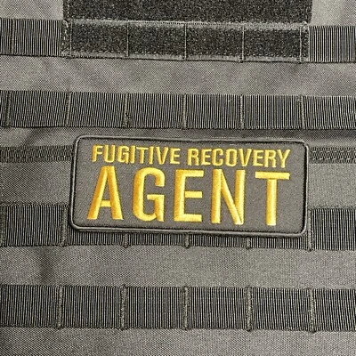 NW TACTICAL GEAR FUGITIVE RECOVERY AGENT Tactical Patch Bail Bond Hook Loop 6 X 2.5 Inches Gold