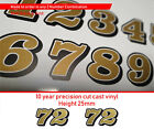 Retro Race Numbers 25mm Gold Decals Stickers Motorcycle Norton Triumph 