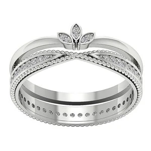 Stackable Bridal Wedding Ring Natural Diamond I1 G 0.50 Carat 14K White Gold - Picture 1 of 8