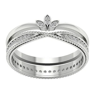 Stackable Bridal Wedding Ring Natural Diamond I1 G 0.50 Carat 14K White Gold - Image 1 of 4