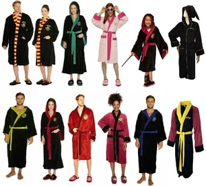 Harry Potter Bathrobe Gryffindor Slytherin Fleece Robe Groovy Hogwarts  - Picture 1 of 9