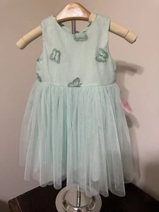 Vestido POPATU Talla 18m Bebé Niña Verde Menta Sin Mangas Mariposa - Imagen 1 de 3