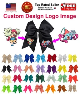 Custom Personalized 7" Large Hairbow Cheer bow Logo Image Photos Text Hair bow - Picture 1 of 33