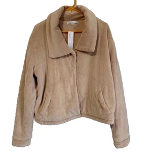 Young Fabulous & Broke Womens Velour Peach Blush Puffy Coat Size Large Cozy Boho - Picture 1 of 11
