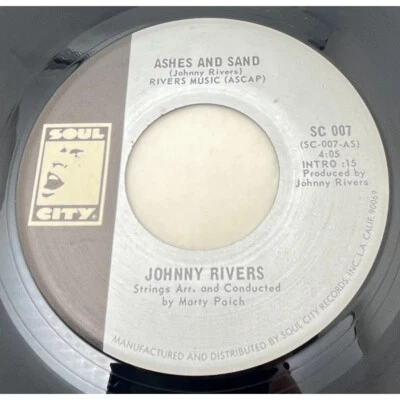 Johnny Rivers Ashes and Sand / Outside Help 45 Rock Pop Soul City 007 VG+ - Image 1 of 4