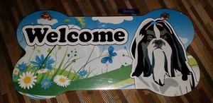 Shih-Tzu Welcome Plaque - Wood, Bone Shaped - Picture 1 of 3